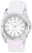 AK Anne Klein Women's 109179WTWT Silver-Tone Swarovski Crystal Accented White Plastic Watch