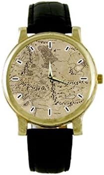 Lord Of The Rings Map Custom DIY Gold Case Strap Men's Watch