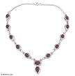 Garnet necklace, 'Fire Dream' 0.4" W 16.1" L