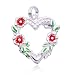 Sterling Silver Red and Green Epoxy Flower Heart Charm Sterling Silver Red and Green Epoxy Flower Heart Charm