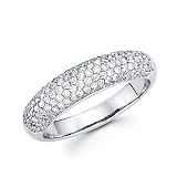 14k White Gold Round Diamond Pave Dome Ring Band .80 ct (G-H Color, I1 Clarity)