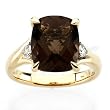 14K Yellow Gold Smoky Quartz and Diamond Ring