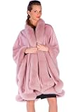 Fox Trimmed Cashmere Cape-Pink Cashmere