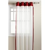 Stylemaster Soho 55 by 63-Inch Sheer Grommet Panel with Faux Silk Border, Crimson