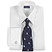 Paul Fredrick Satin Stripe White-on-White French Cuff Dress Shirt