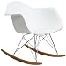 LexMod Molded Plastic Armchair Rocker in White