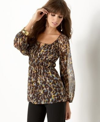 BCBGMAXAZRIA Silk Charmeuse Flutter-Sleeve Top