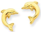 14k Yellow Gold Dolphin Post Earrings TE620