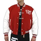 Tysonz College Jacke TY red white Baseballjacke - weit geschnitten + kurz L,Red White