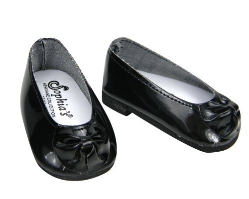 Black Patent Doll Shoes with Bow, Dress