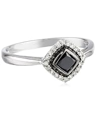 White-Gold Black and White Diamond Square Ring (0.5cttw, G-H Color, I2-I3 Clarity)