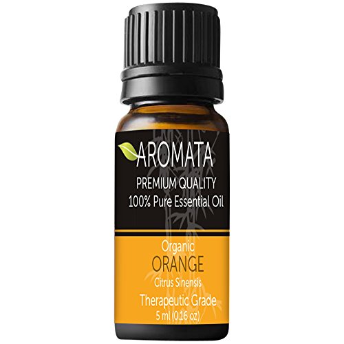 Organic 100%-Pure Orange Essential Oil by AROMATA -- Enjoy the warm, mood-lifting, antioxidant benefits of this premium-quality, undiluted, therapeutic-grade orange oil and buy with confidence thanks to our 100% money-back guarantee. (5ml)