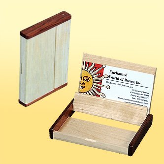 Pocket Sized Decorative Wood Business Card Holder Display Case Box
