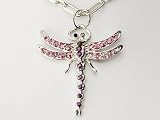 Cute Petite Amethyst Purple Crystal Rhinestones Small Dragonfly Necklace Pendant
