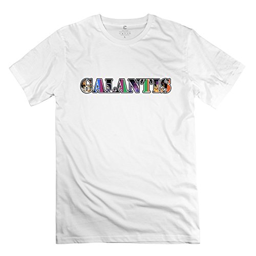 Men's Galantis Musical Cat Logo Screw Neck Tshirts Size XL White