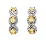 10k White Gold Citrine 3-Stone J-Hoop Earrings