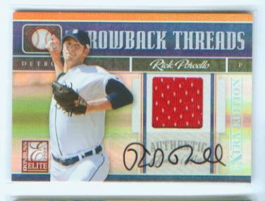 Rick Porcello Rookie Autograph 2008 Donruss Baseball Throwback Threads Extra Edition Card #TTS-1 & #040/100 Signed w/ Red Game Worn Jersey Detroit Tigers
