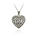 Sterling Silver Marcasite and Amethyst Filigree Heart Locket Pendant