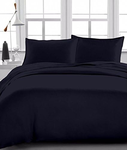Linen Place Egyptian Cotton 300-Thread-Count Sateen Finish 4 PCs Cal-King Pocket Depth (+23 Inch) Black Solid