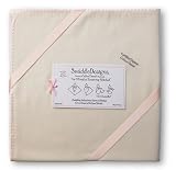 SwaddleDesigns Organic Ultimate Receiving Blanket – Natural with Pastel Pink Trim