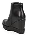 Women Leatherette Zip Lug Sole Wedge Ankle Bootie CH40 - Black Leatherette
