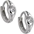 Sterling Silver Cubic Zirconia Solitarie Huggy Hoop Earrings