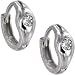 Sterling Silver Cubic Zirconia SOLITARIE Huggy Hoop Earrings