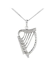 Large Celtic Harp Pendant on a chain Double sided