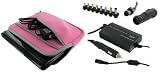 4n1 Combo - Acer Aspire One AOD250-1613 10.1-Inch AC and DC Adapter Charger - Home / Car / Airplane (Invisible Zipper Tri-Pocket - Pink)