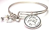 Autism Awareness Adjustable Wire Bangle Charm Bracelet thumbnail