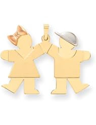 14k Tri-Color Large Girl on Left and Boy on Right Engravable Charm Cyber Monday Special