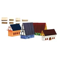 Holz Bastelset 3-D - 4 St�ck H�user - komplett ausges�gt natur Winterlandschaft