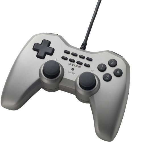 ELECOM 16ボタンUSBゲームパッド 振動機能・連射機能付 ダークシルバー JC-U3016FSVD