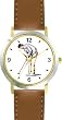 Golfer Making a Putt - Golf Theme - WATCHBUDDY® DELUXE TWO-TONE THEME WATCH - Arabic Numbers - Brown Leather Strap-Women's Size-Small