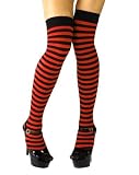 Striped Red And Black Over The Knee Socks
