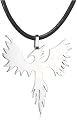 Stainless Steel Phoenix Pendant w/ Leather Cord