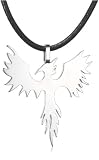 Stainless Steel Phoenix Pendant W/ Leather Cord