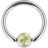 14 Gauge Swarovski  JONQUIL Gem BCR Captive Ring