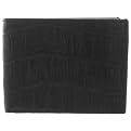 Boston Traveler Croc Print Italian Leather Slim Wallet - Black