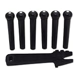 Pickboy Bridge Pin set, Black plastic, 6 pins with puller