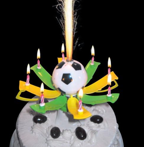 Genesong Musical Happy Birthday Candle Football Design for Lovely Children--Green and Yellow