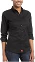 Dickies Girl Juniors' Oxford Long Sleeve Button Down Shirt- School Uniform