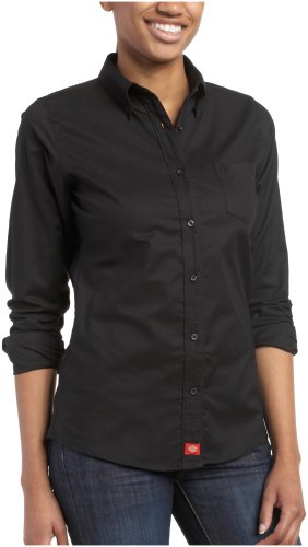 Dickies Girl Juniors' Oxford Long Sleeve Button Down Shirt- School Uniform