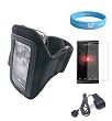 Black Armband for Microsoft Zune HD with Armband Armlength of 14.6 Inch + Screen Protector + Zune HD Wall Charger + Wristband
