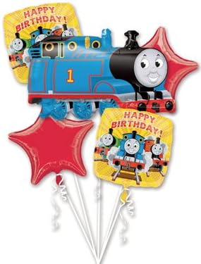 THOMAS Tank TRAIN Engine Birthday PARTY (5) Piece Helium Mylar BALLOONS Set KIT