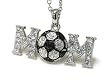 White Gold Crystal Soccer Mom Pendant Necklace Fashion Jewelry