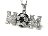 White Gold Crystal Soccer Mom Pendant Necklace Fashion Jewelry
