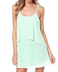 Plus Size Sexy Above the Knee Short Backless Halter Sleeveless Summer Chiffon/Polyester  Shirt Mini Dress 