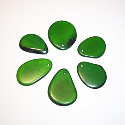 Tagua Nut Thin Slices Dark Green Large Size Package of 6
