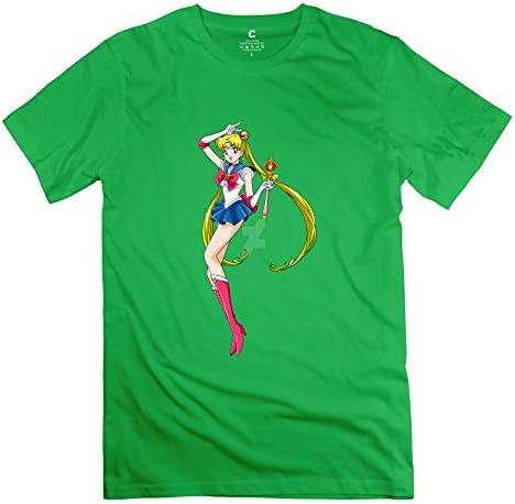 Men Sailor Moon Custom Retro ForestGreen Tee Shirts By Mjensen